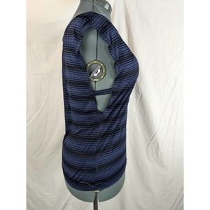 Athleta Vitality Tee, Navy Striped , size S